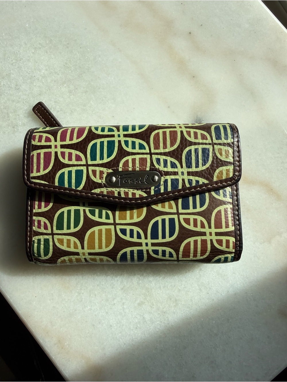 Fossil leather wallet- soft and beautiful with earth tone colors